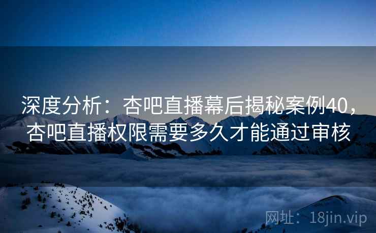 深度分析：杏吧直播幕后揭秘案例40，杏吧直播权限需要多久才能通过审核